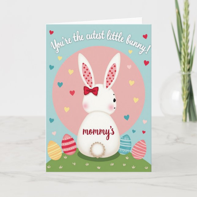 Cute Bunny Mommys Day Card (Front)