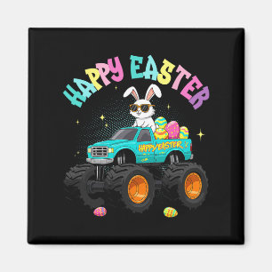 Cute Bunny Monster Truck Happy Easter For Kids Boy Magnet