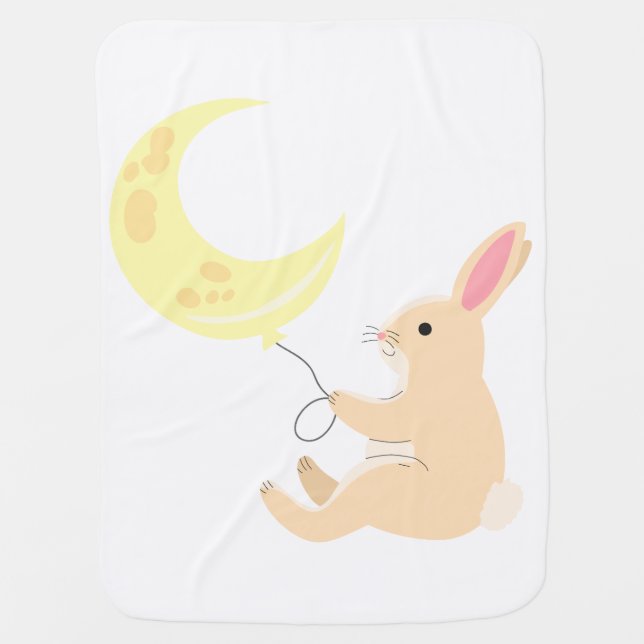 Cute Bunny Moon Baby Bodysuit Baby Blanket (Front)