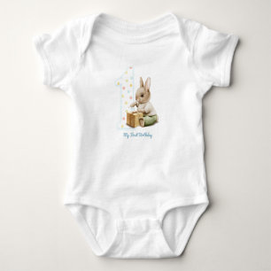Cute Bunny My First Birthday T-Shirt Baby Bodysuit