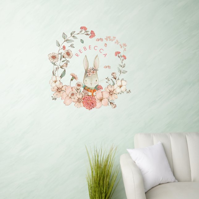 Cute Bunny Name Kids Wall Decal (Living Room)