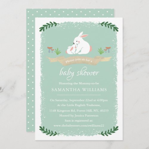 Cute Bunny Neutral Baby Shower Invitation