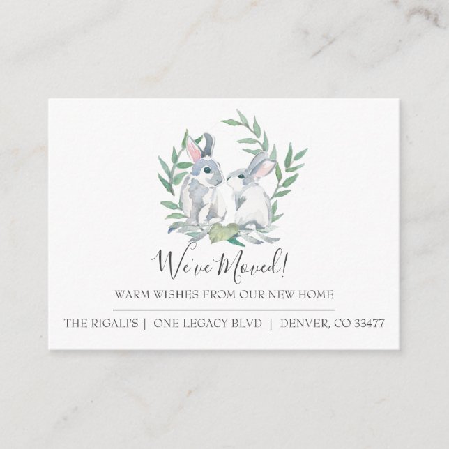 Cute Bunny New Home Moving Announcement (Front)