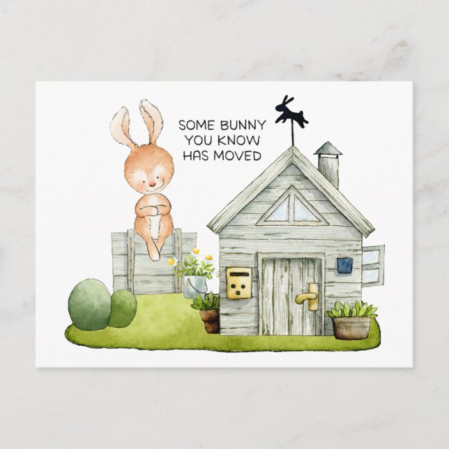Cute Bunny New Home Moving Announcement Card (Front)