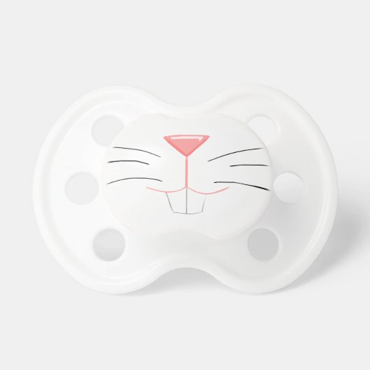 Cute bunny nose - white fur and red nose pacifier (Front)