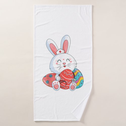 Cute Bunny Nurse Eggs Happy Easter Day Nursing Bath Towel