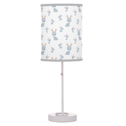 Cute Bunny Nursery Pink and Grey Table Lamp