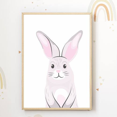Cute Bunny Nursery Poster Rabbit Kids Room Decor