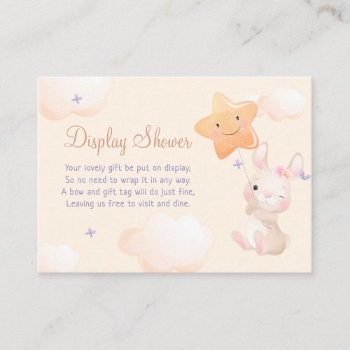 Cute Bunny on a balloon Baby Shower Books for Baby Enclosure Card