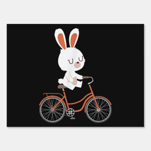 Cute Bunny On Bike Rabbit Cycling Bicycle Bunny Sign