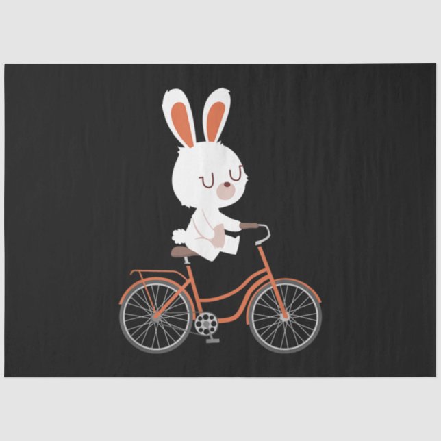 Cute Bunny On Bike Rabbit Cycling Bicycle Bunny Tissue Paper (Front)