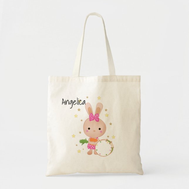 Cute, Bunny, paddle, birthday, greeting, invitati Tote Bag (Front)