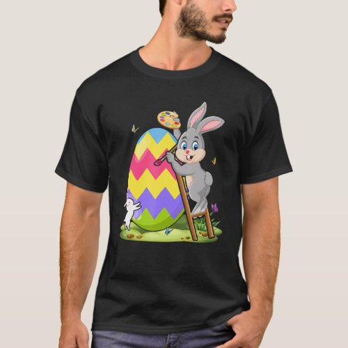 Cute Bunny Painting Easter Eggs Artist Draw  Easte T_Shirt