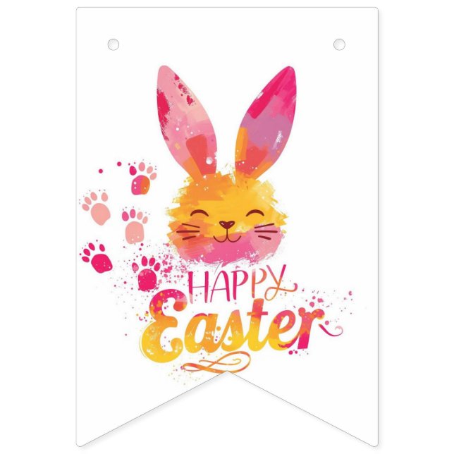 cute bunny painting Easter Eggs wrapping paper  Bunting Flags (First Flag)