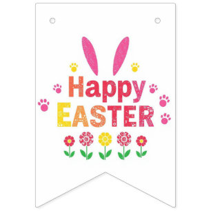cute bunny painting Easter Eggs wrapping paper  Bunting Flags