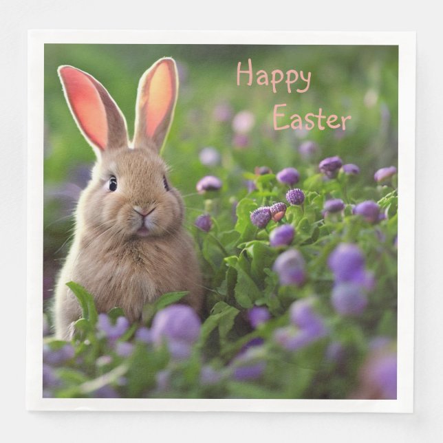 Cute Bunny Paper Dinner Napkins (Front)