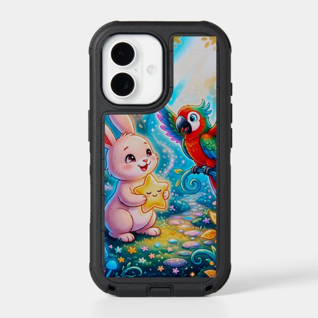 Cute Bunny Parrot Phone Case 🌈Otterbox Case (Back)