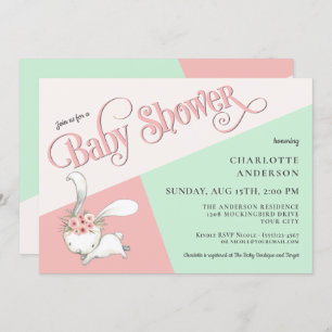 Cute Bunny Pastel Girl Baby Shower Invitation