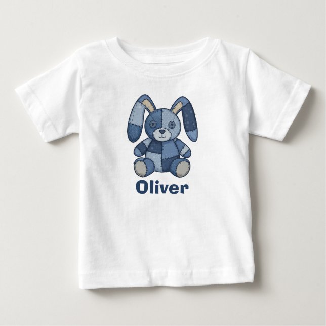 Cute Bunny Patchwork Denim  Baby T-Shirt (Front)