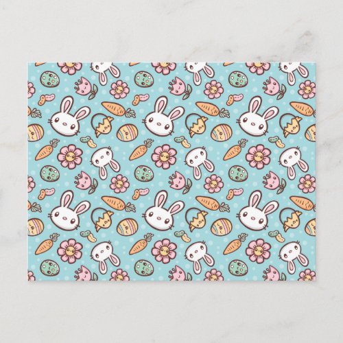 Cute Bunny Pattern Postcard