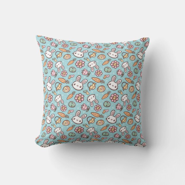Cute Bunny Pattern Throw Pillow (Front)