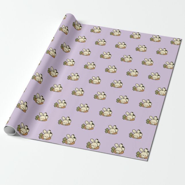 Cute Bunny Pattern Wrapping Paper (Unrolled)