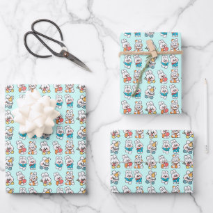 Cute Bunny Pattern Wrapping Paper Sheet