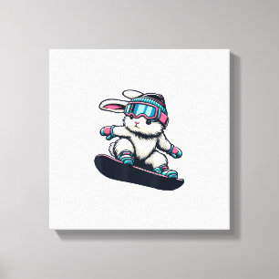 Cute Bunny Performing Snowboarding Trick Kids East Canvas Print