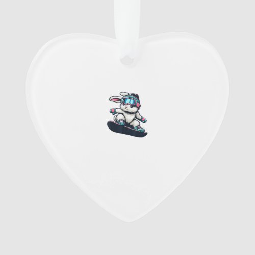 Cute Bunny Performing Snowboarding Trick Kids East Ornament