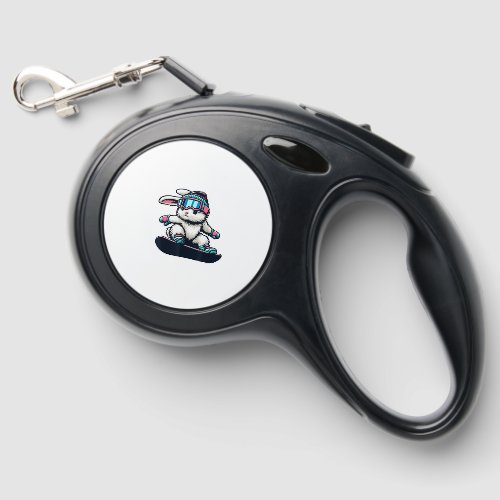 Cute Bunny Performing Snowboarding Trick Kids East Retractable Pet Leash