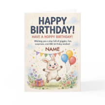 Cute Bunny Personalized Birthday Card for Kids