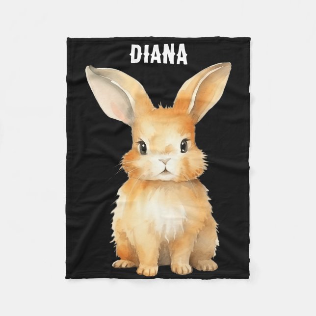 Cute Bunny Personalized Fleece Blanket (Front)