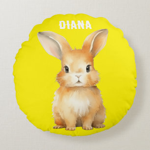 Cute Bunny Personalized Round Pillow