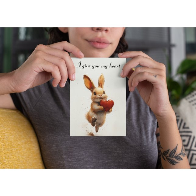 Cute Bunny Personalized Valentine's Day Card (Creator Uploaded)