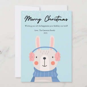 Cute Bunny Pet Lover Christmas Flat Holiday Card