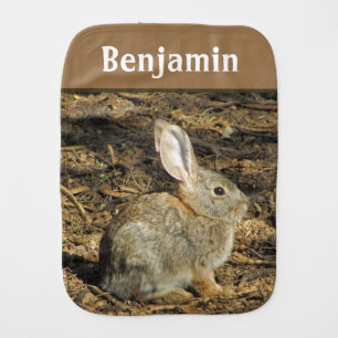 Cute Bunny Photo Little Brown Wild Rabbit Baby Burp Cloth