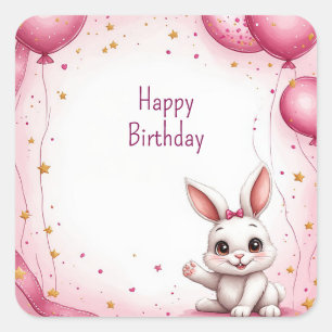 Cute Bunny Pink Baby 🐰 Square Sticker