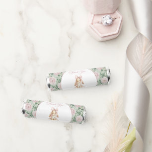 Cute Bunny, Pink Bow, Pink Flowers, Baby Shower Breath Savers® Mints