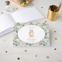 Cute Bunny, Pink Bow, Pink Flowers, Baby Shower