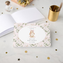 Cute Bunny, Pink Bow, Pink Flowers, Baby Shower