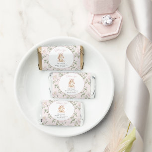 Cute Bunny, Pink Bow, Pink Flowers, Baby Shower Hershey's Miniatures