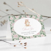 Cute Bunny, Pink Bow, Pink Flowers, Baby Shower