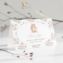 Cute Bunny, Pink Bow, Pink Flowers, Baby Shower