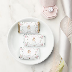 Cute Bunny, Pink Bow, Pink Flowers, First Birthday Hershey's Miniatures