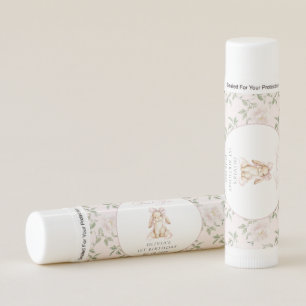 Cute Bunny, Pink Bow, Pink Flowers, First Birthday Lip Balm