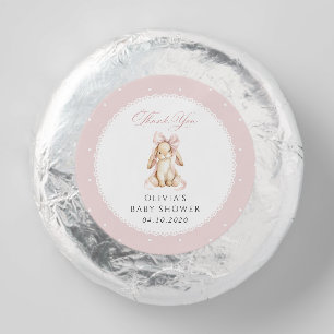 Cute Bunny, Pink Bow, Pink Polka Dots, Baby Shower Dipped Oreo Cookie Favors