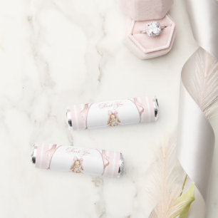 Cute Bunny, Pink Bow, Pink Stripes, First Birthday Breath Savers® Mints
