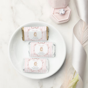 Cute Bunny, Pink Bow, Pink Stripes, First Birthday Hershey's Miniatures