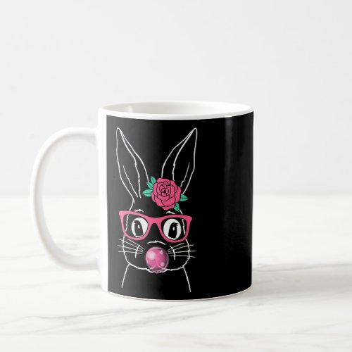 Cute Bunny Pink Glasses Flowers Bubblegum Easter D Coffee Mug