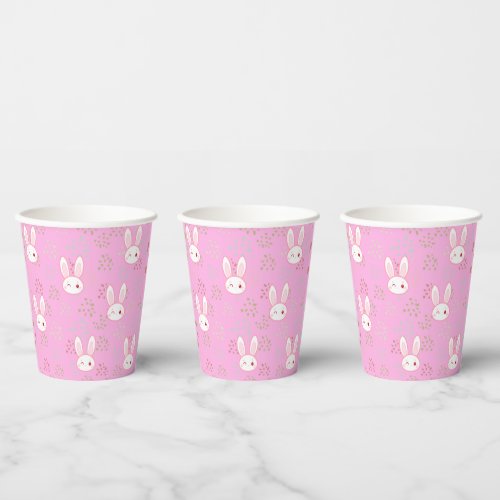 Cute bunny Pink  pattern  Paper Cups